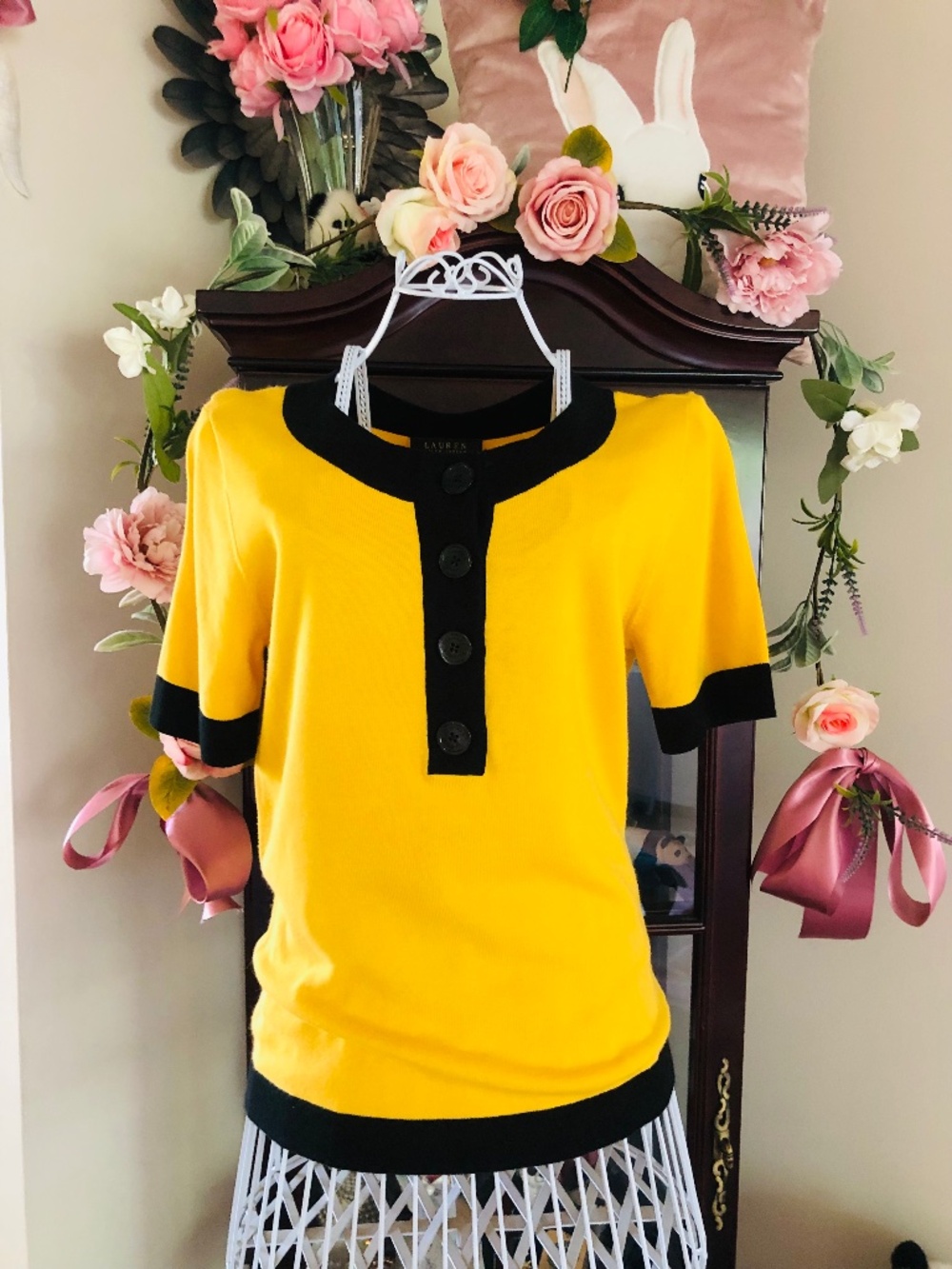 Just in from Macys Ralph Lauren Yellow & Black knit top in Yellowjacket